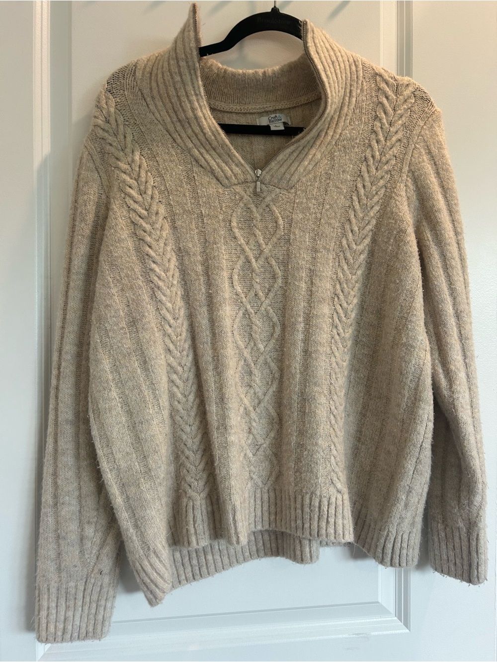 Cozy men’s croft & barrow Cream Cable Knit Zip Sweater